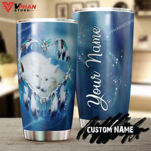 Wolf Couple Ice Heart Dreamcatcher Personalized Tumbler 1