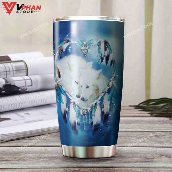 Wolf Couple Ice Heart Dreamcatcher Personalized Tumbler