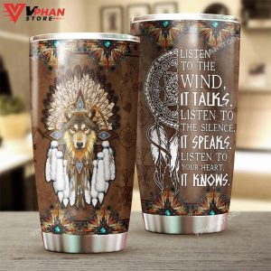 Wolf Dreamcatcher Native American Steel Tumbler 1