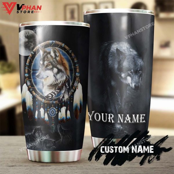 Personalized Wolf Native American Dreamcatcher Tumbler