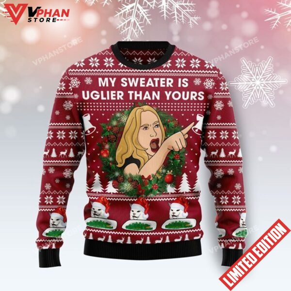 Woman Meme Cat Ugly Christmas Sweater