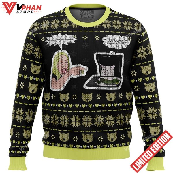 Woman Yelling At Meme Cat Ugly Sweater