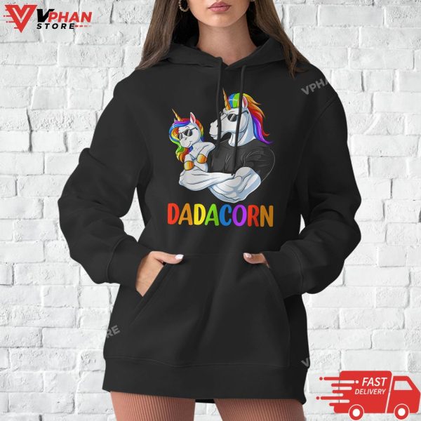 Dadacorn Unicorn Dad and Baby Girl Fathers Day Papa Daughter T-Shirt