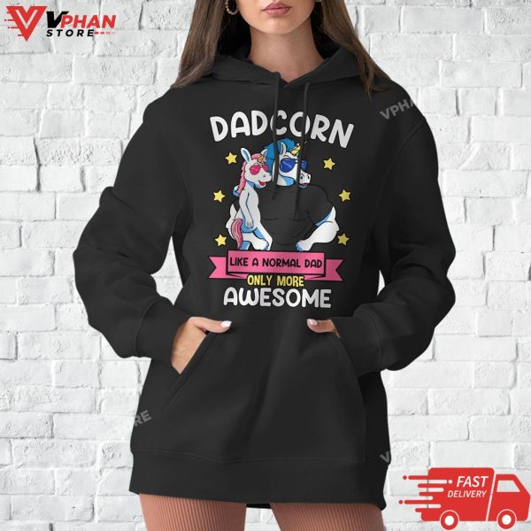 Dadcorn 1 Kid Fathers Day Dad Unicorn Daughter Girl T-Shirt