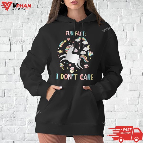 Fun Fact I Dont Care Funny Unicorn Saying T-Shirt