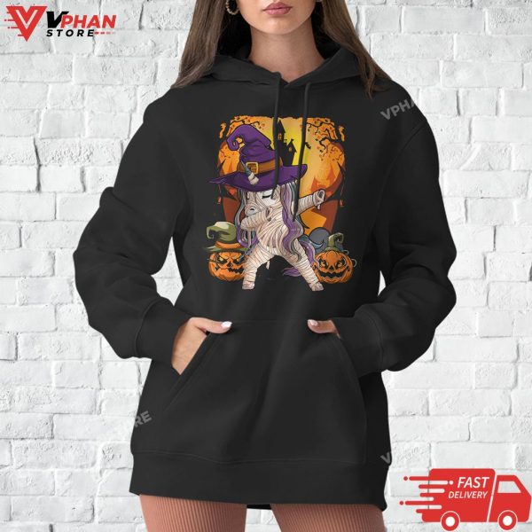 Funny Halloween Women Witchy Hat Unicorn T-Shirt