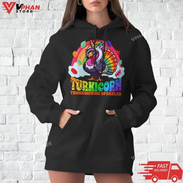 Funny Turkicorn Unicorn Turkey Thanksgiving Girls Kids T-Shirt