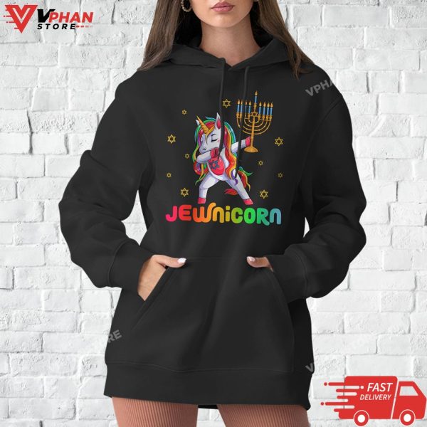 Hanukkah Dabbing Unicorn Jewnicorn Chanukah Jewish Xmas T-Shirt