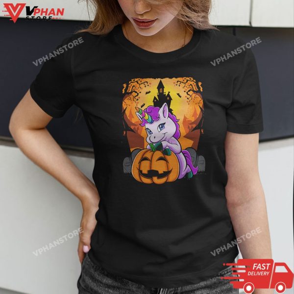 Cute Halloween Girls Kids Witchy Unicorn Halloween T-Shirt