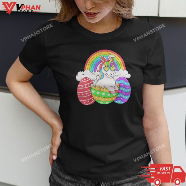 Easter Unicorn With Eggs Happy Easter Boys Girls Kids T-Shirt