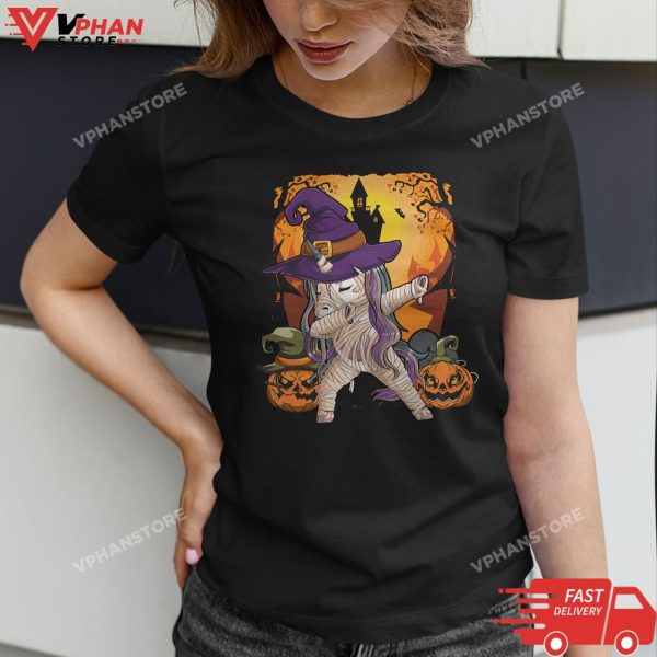 Funny Halloween Women Witchy Hat Unicorn T-Shirt