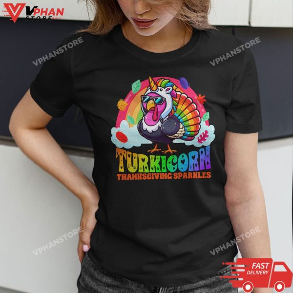 Funny Turkicorn Unicorn Turkey Thanksgiving Girls Kids T-Shirt