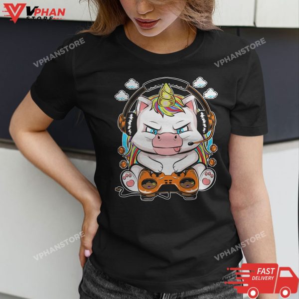 Gamer Girl Unicorn Gaming Cute Video Game Women Girls T-Shirt