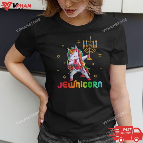 Hanukkah Dabbing Unicorn Jewnicorn Chanukah Jewish Xmas T-Shirt