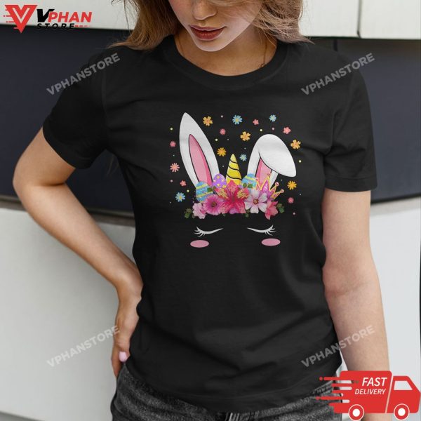 Happy Easter Unicorn Bunny Girls Kids Easter Eggs Kids Girls T-Shirt