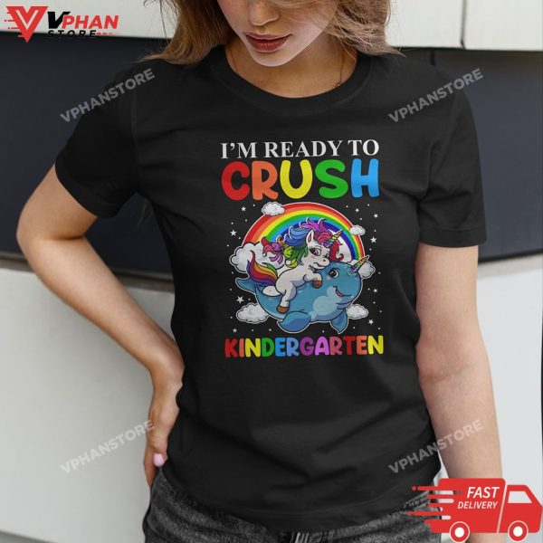 Kids Im Ready to Crush Kindergarten Unicorn Back to School Girls T-Shirt