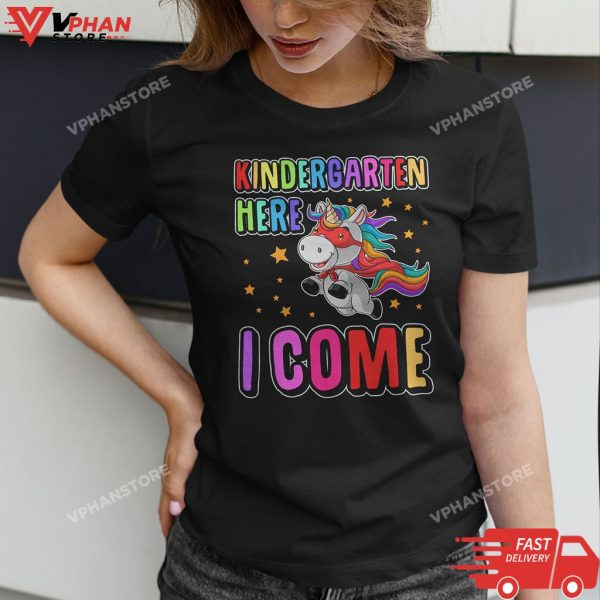 Kindergarten Here I Come Back to School Unicorn Kindergarten T-Shirt