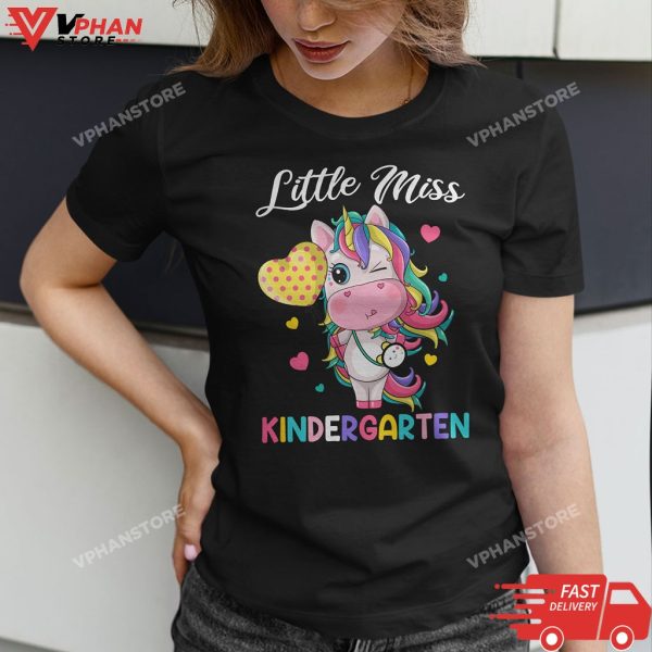 Little Miss Kindergarten Unicorn Back To School Here I Come T-Shirt