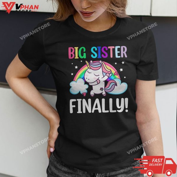 Promoted To Big Sister Finally Unicorn Dabbing for Girls T-Shirt