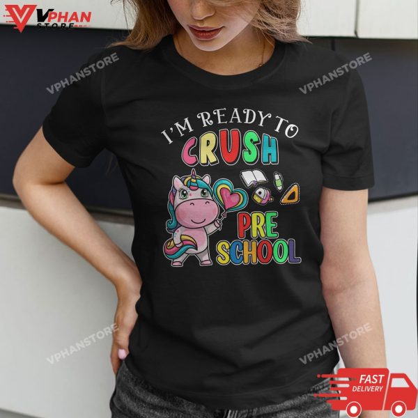 Ready To Crush Pre-K Unicorn Rainbow Back To School Kids T-Shirt