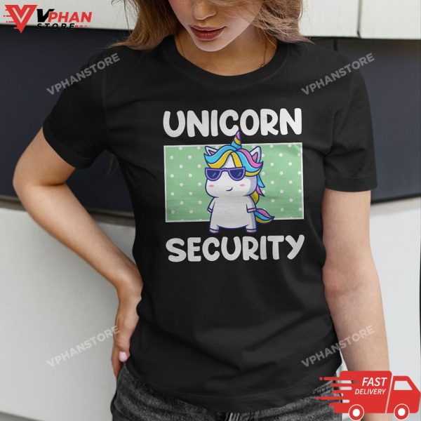 Unicorn Security Christmas Dad Mom Daughers Adult Costume T-Shirt