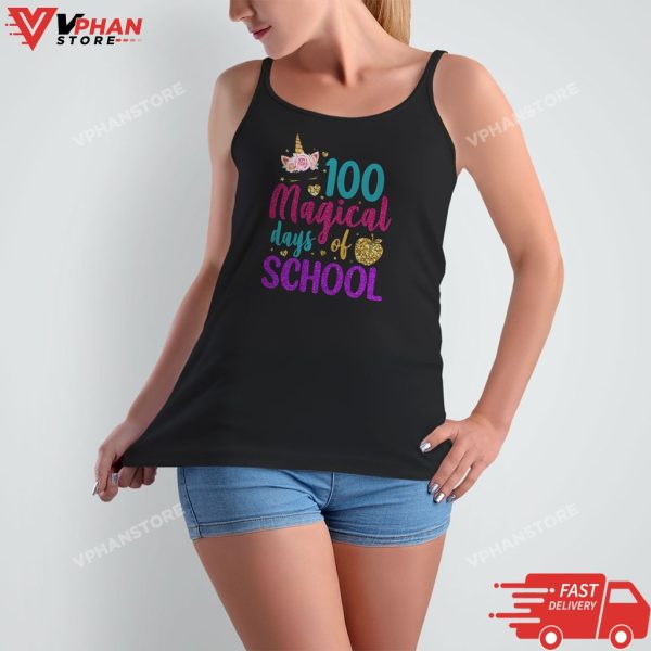 Unicorn 100 Magical Days of School Teacher Girls T-Shirt