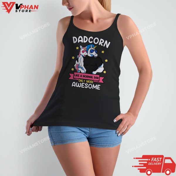 Dadcorn 1 Kid Fathers Day Dad Unicorn Daughter Girl T-Shirt