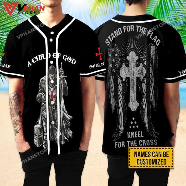 A Child Of God Stand For The Flag Knight Templar Christian Baseball Jersey