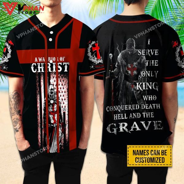 A Warrior Of Christ Cross Christian Easter Gifts Ideas Christian Baseball Jersey