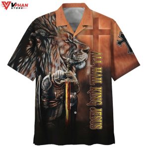 All Hail King Jesus And Lion Christian Gifts Best Hawaiian Shirt 1