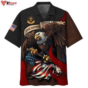 American Bald Eagle Flag Usa One Nation Under God Hawaiian Shirt 1