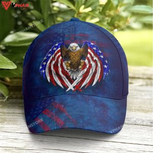 American Flag Eagle Wings Blue Baseball Cap 1
