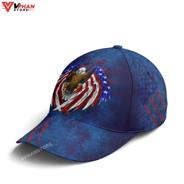 American Flag Eagle Wings Blue Baseball Cap