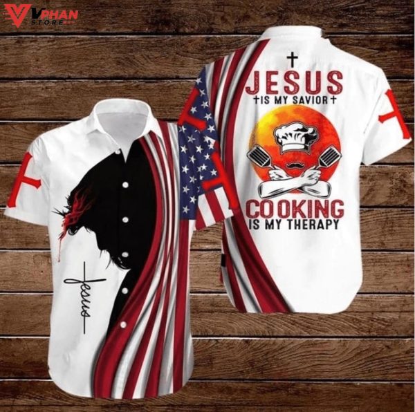 American Flags Cross Jesus Is My Savior Gifts For Christian Hawaiian Shirt