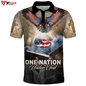 American One Nation Under God Christian Polo Shirt Shorts 1