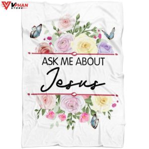 Ask Me About Jesus Christian Easter Gifts Bible Verse Blanket 1