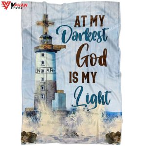 At My Darkest God Is My Light Christian Gift Ideas Bible Verse Blanket 1
