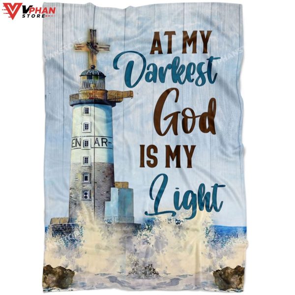 At My Darkest God Is My Light Xmas Gift Ideas Bible Verse Blanket