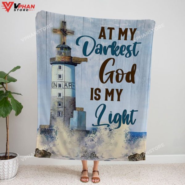 At My Darkest God Is My Light Xmas Gift Ideas Bible Verse Blanket