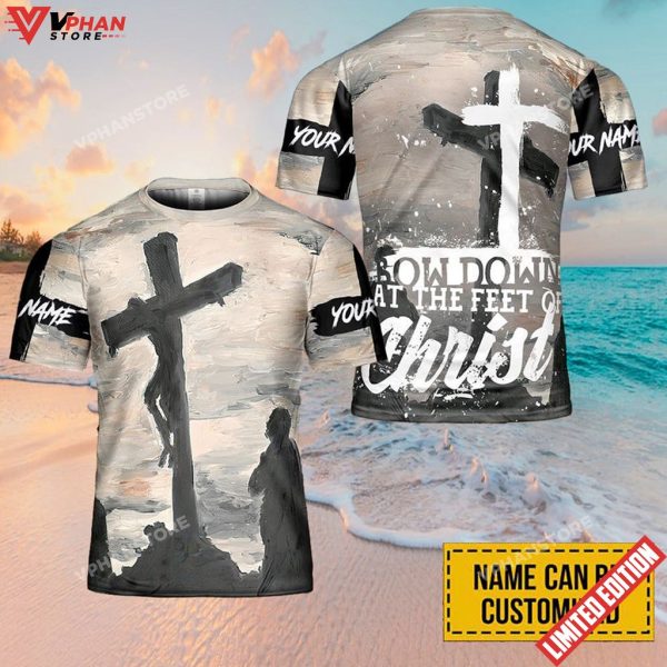 At The Feet Of Christ Jesus Custom Name 3D Printed T Shirt