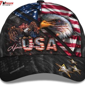 Bald Eagle And Us Flag For Veteran Military Baseball Cap 1