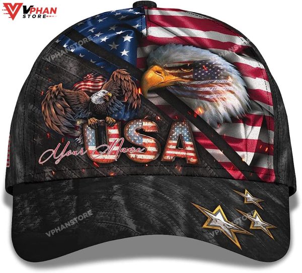 Bald Eagle And Us Flag For Veteran Military Baseball Cap