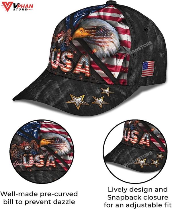 Bald Eagle And Us Flag For Veteran Military Baseball Cap