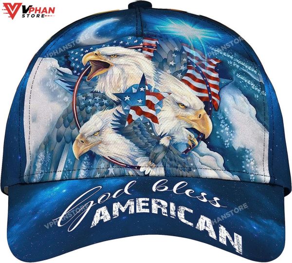 Bald Eagle God Bless America Flag Custom Name Baseball Cap