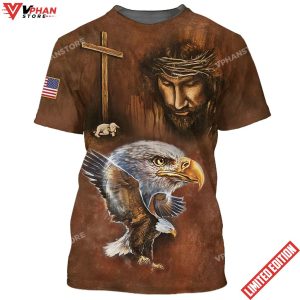 Bald Eagle Jesus And The Lamb 3D All Over Printed Shirt 1