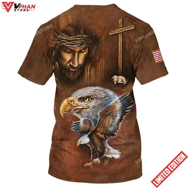 Bald Eagle Jesus And The Lamb 3D All Over Printed Shirt