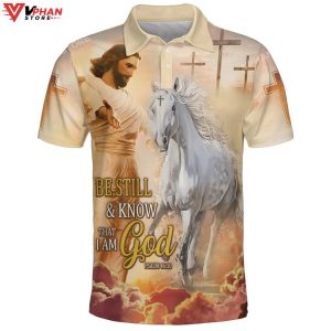 Be Still And Know That I Am God Jesus Horse Christian Polo Shirt Shorts 1