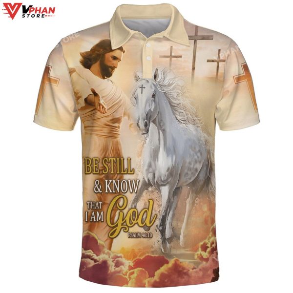 Be Still And Know That I Am God Jesus Horse Christian Polo Shirt & Shorts