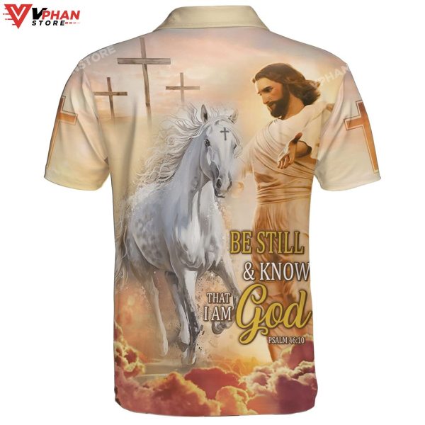 Be Still And Know That I Am God Jesus Horse Christian Polo Shirt & Shorts