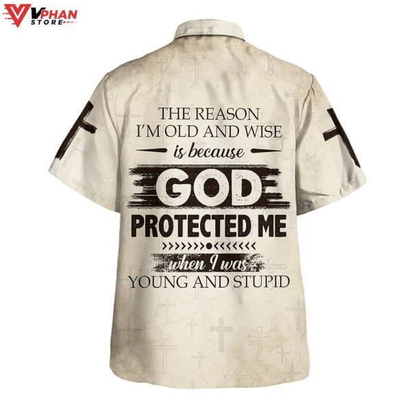 Because God Protects Me Christian Gifts Religious Hawaiian Shirts